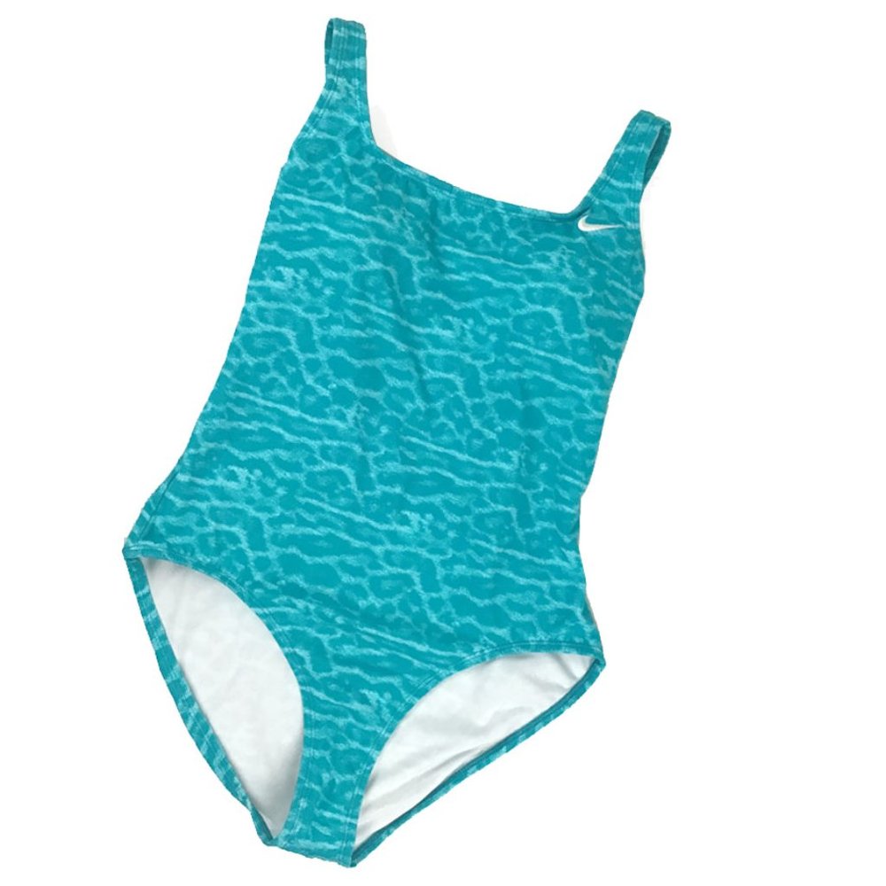 NIKE Blue Cheeta Print Padded Bra One Piece Bathing Suit NWOT - Picture 2 of 10